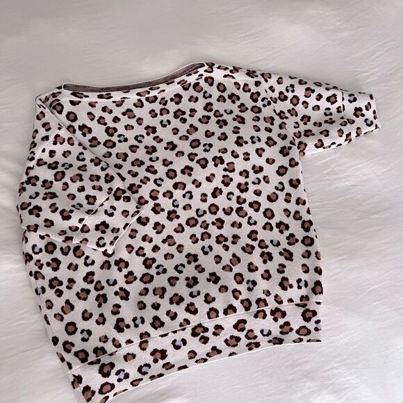 Ann Taylor Leopard print short  sleeve sweater shirt size S boat neckline - Picture 3 of 7